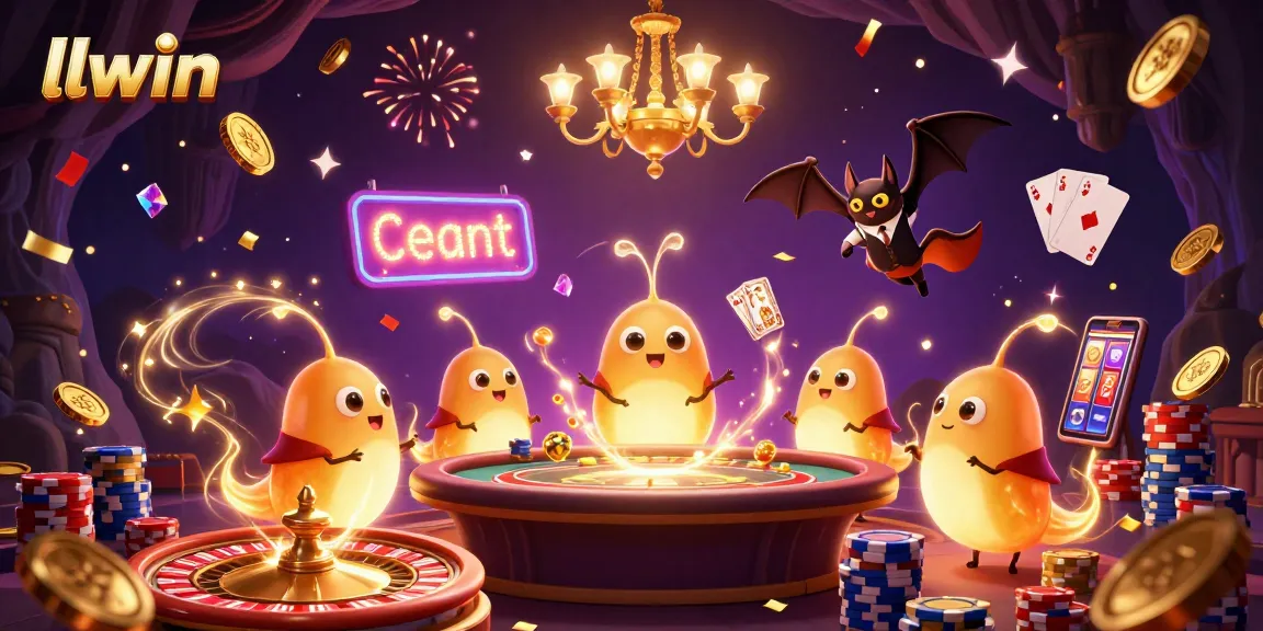 llwin illuminates a vibrant casino scene with glowing glowworms, showcasing dynamic gaming elements and excitement