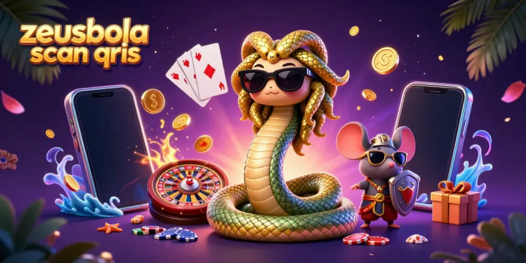 Play thrilling slots action with zeusbola scan qris featuring Medusa and a mouse warrior.