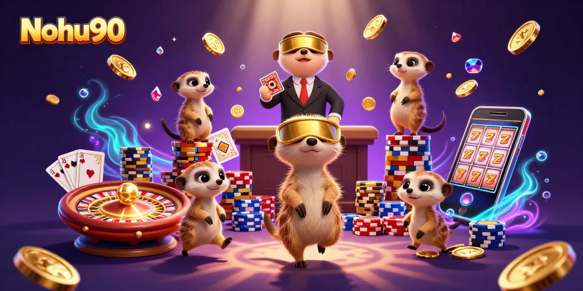 Nohu90 captivates with engaging meerkat-themed casino action, featuring animated characters and vibrant gaming elements.