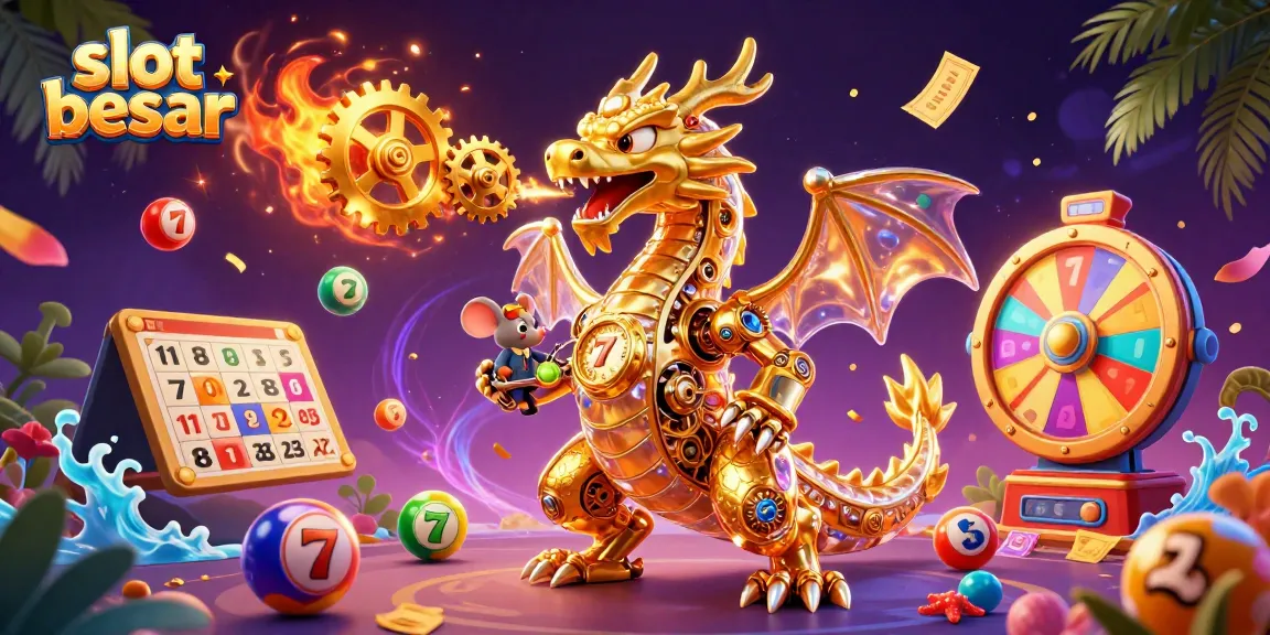 Experience slot besar excitement with a golden dragon and dynamic gaming elements in vibrant 3D.