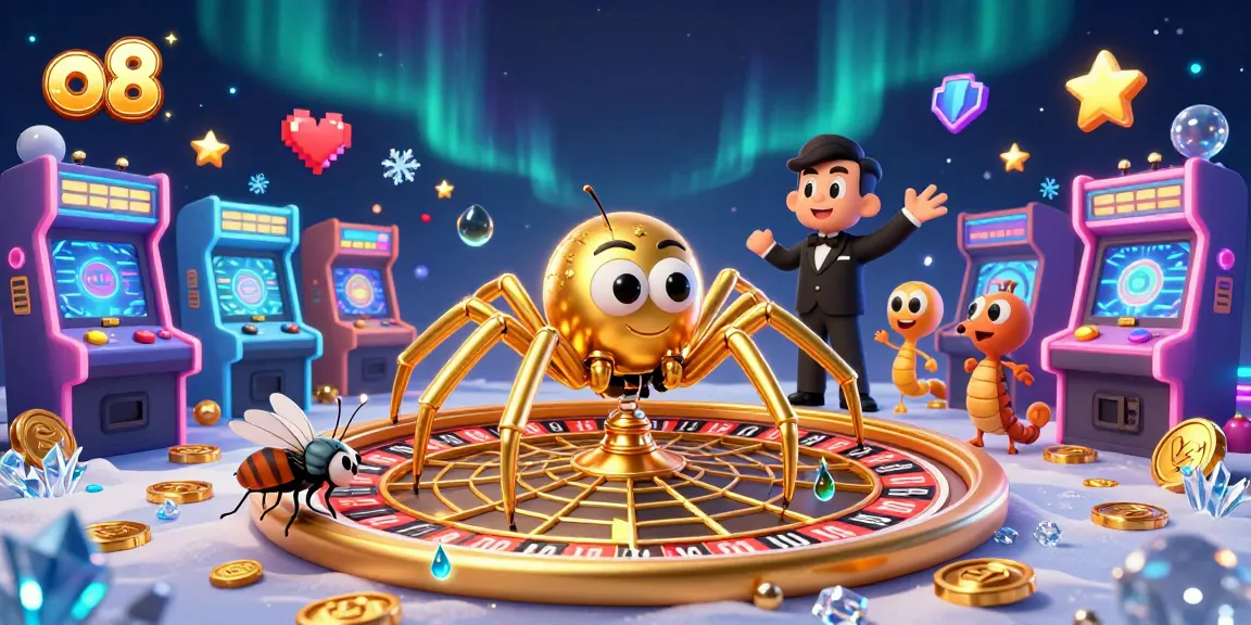 Spin the roulette wheel with o8's golden spider in a high-energy casino scene!