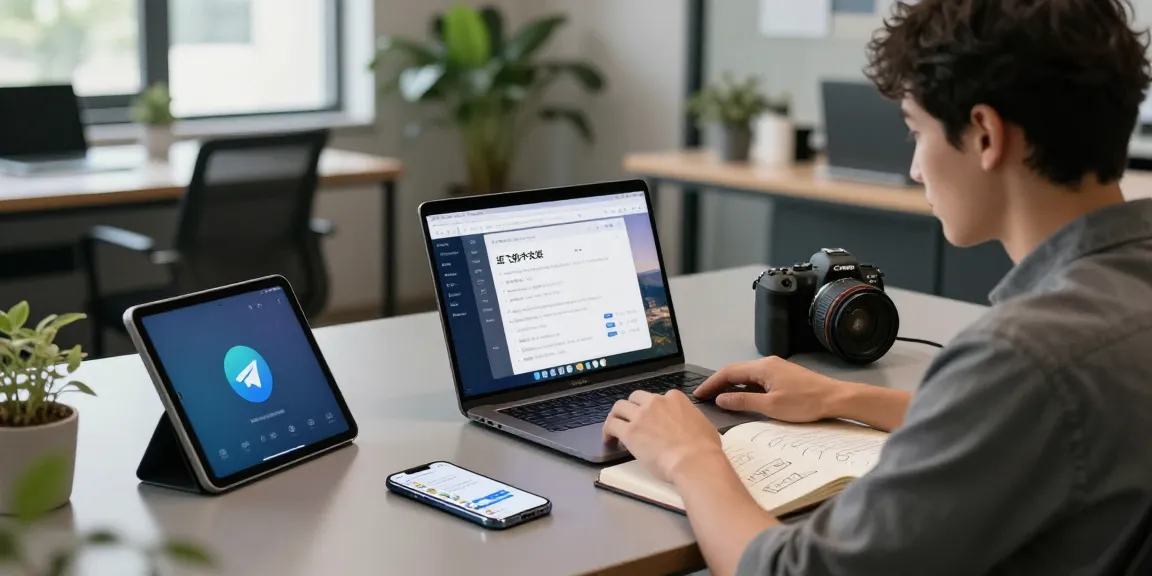 Professional workspace showcasing the 纸飞机中文版 interface on laptop, conveying focus on digital communication.
