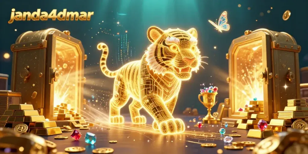 Janda4dmar tawarkan pengalaman kasino digital dengan karakter harimau berenergi dan keindahan permata.