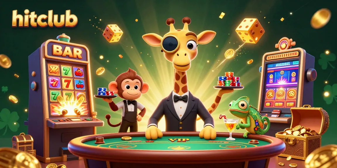 Win big with hitclub in this vibrant casino scene filled with exciting game elements.