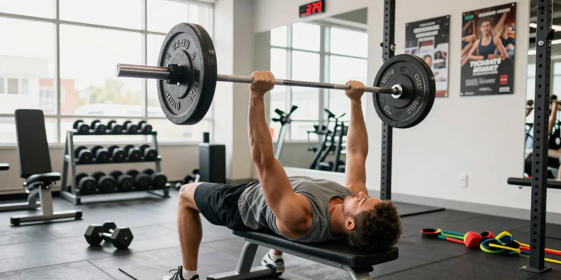 Dedicated athlete using Deus Medical Steroids during an intense workout session in a bright gym environment.
