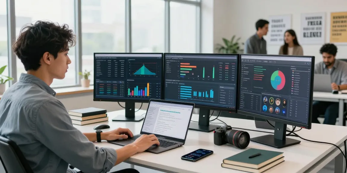Digital marketer analyzing cika4d campaign data in a modern workspace