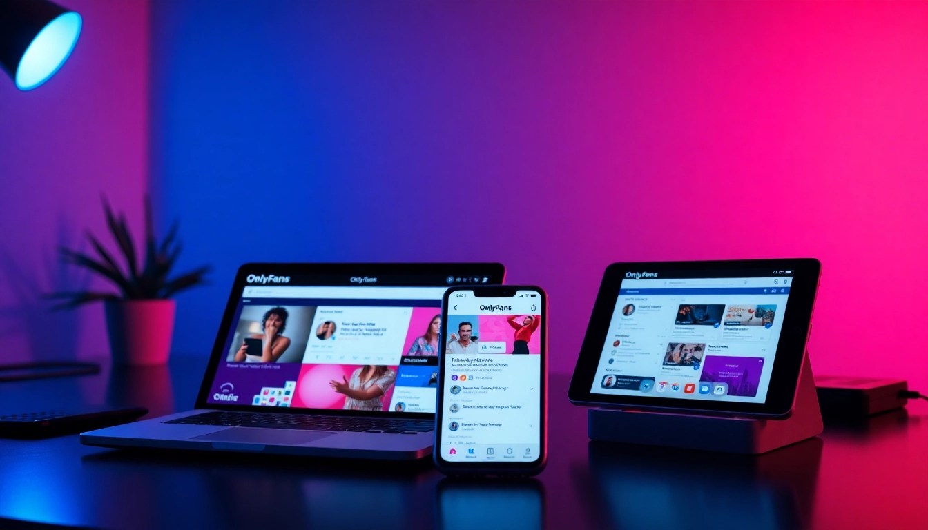 Explore the onlyfans search interface on modern devices in a vibrant workspace.
