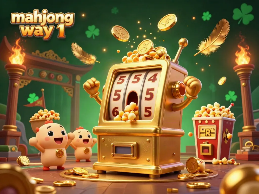 Celebrate jackpots with mahjong way 1, featuring a golden slot machine hitting big wins!