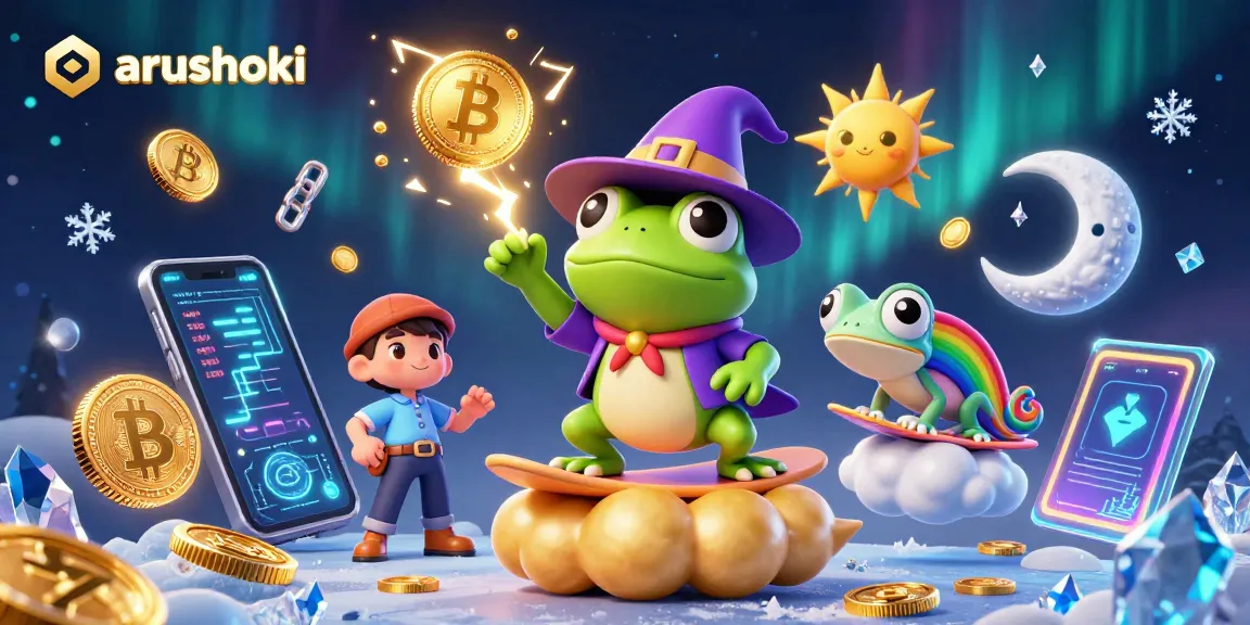 Menangkan jackpot di arushoki dengan wizard frog dan chameleon mengumpulkan koin emas.