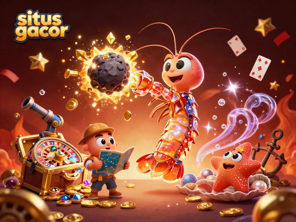 Experience the thrill of situs gacor with a galactic samurai shrimp in an explosive casino scene.