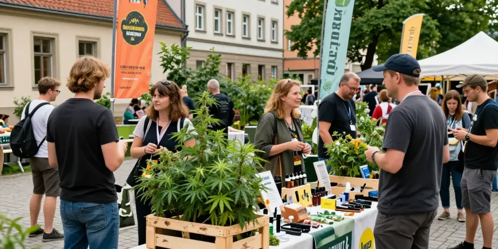Cannabis Erfurt outdoor market showcasing diverse products and vibrant community.