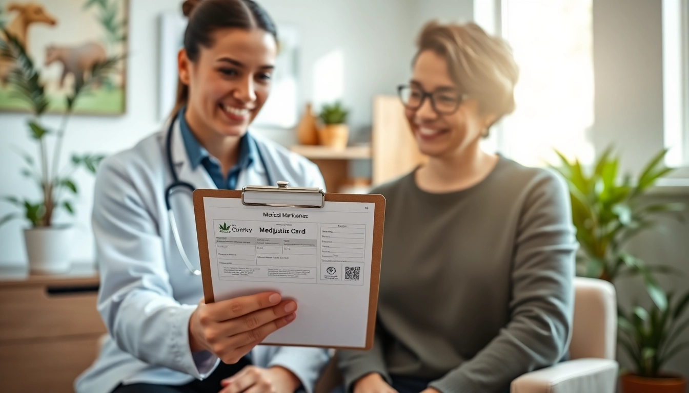 Obtaining a medical marijuana card online with a healthcare provider's guidance.