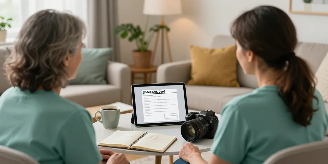 Patient consulting doctor online to obtain Ohio MMJ Card online in a cozy home setting.