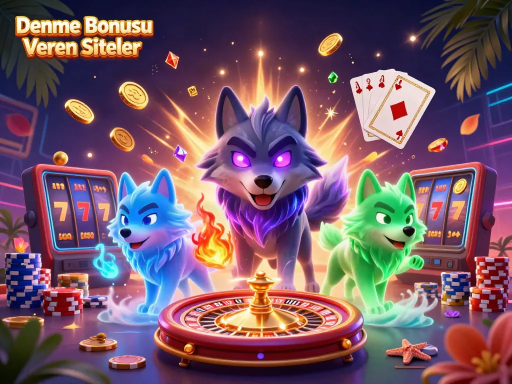 Experience Deneme Bonusu Veren Siteler with thrilling casino elements, showcasing a vibrant 3D illustration.