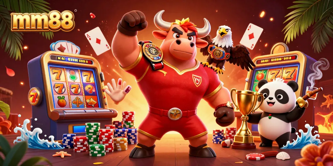 Engage with mm88 at the vibrant casino scene featuring slot games, excitement, and winning prizes.