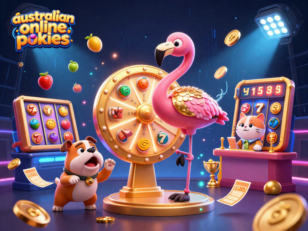 Experience exciting australian online pokies with vibrant character scenes showcasing spins and lucky winnings.