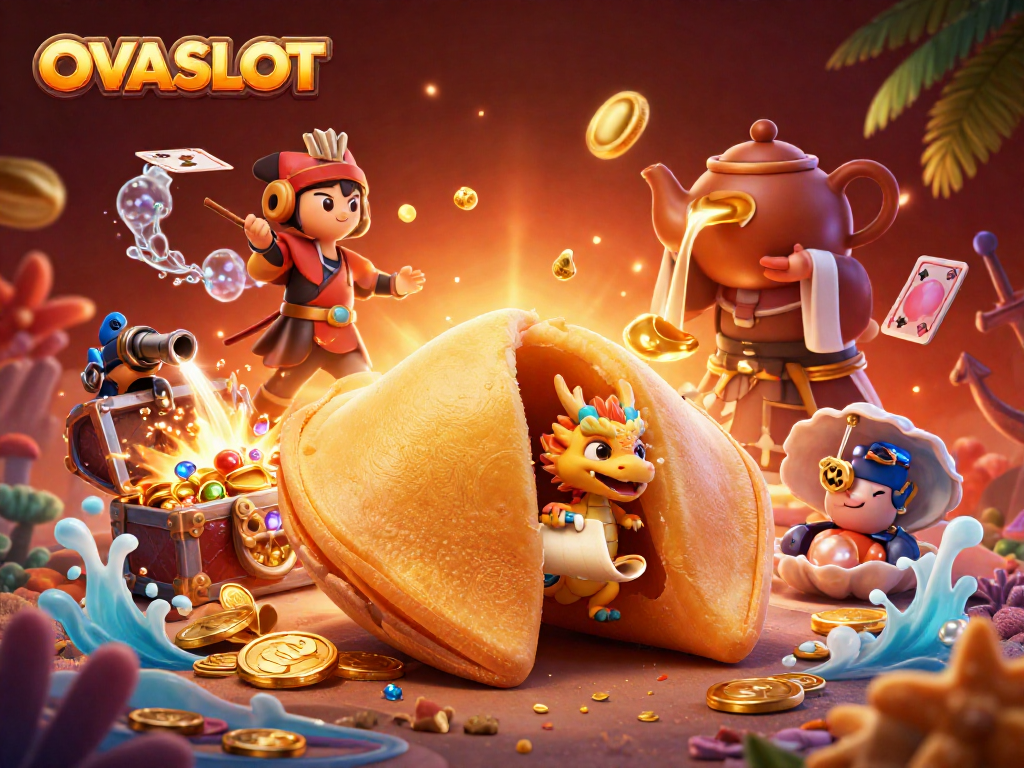 Engage in thrilling gameplay with OVASLOT's golden fortune cookie adventure filled with luck and riches.