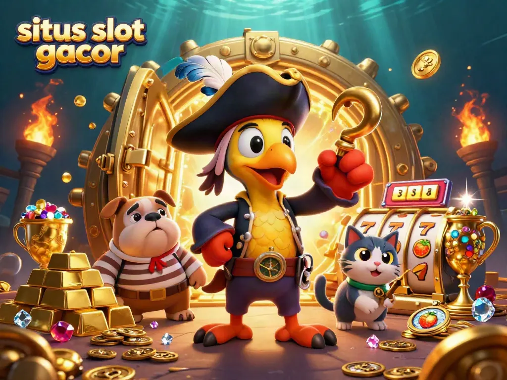 Pemain situs slot gacor menikmati permainan dengan simbol jackpot dan keberuntungan yang berkilauan.