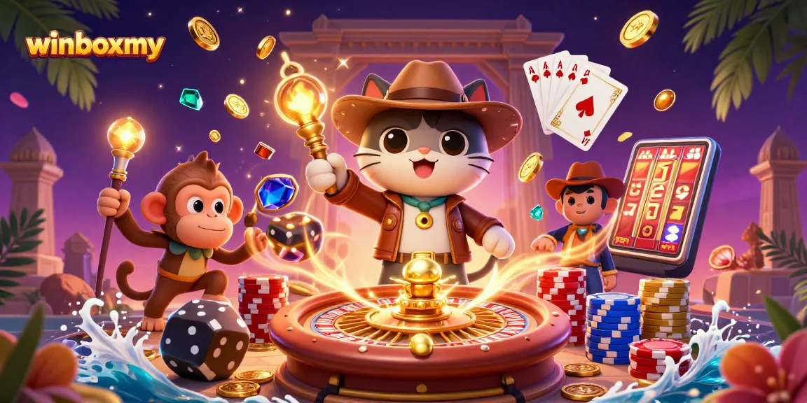 Experience thrilling wins at winboxmy with an archaeologist cat and monkey uncovering golden treasures.