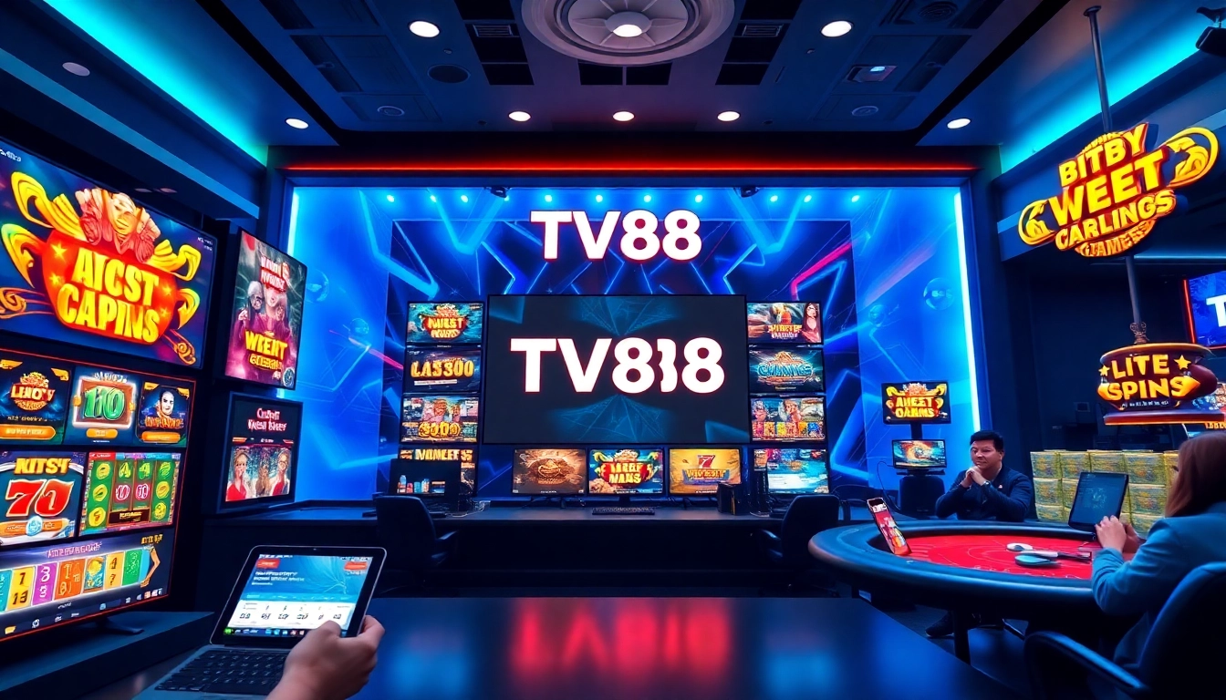 Dynamic gaming experience at TV88, showcasing live dealer and various betting games.