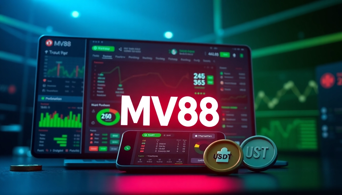 MV88 online betting platform interface showcasing secure USDT transactions and mobile app features.