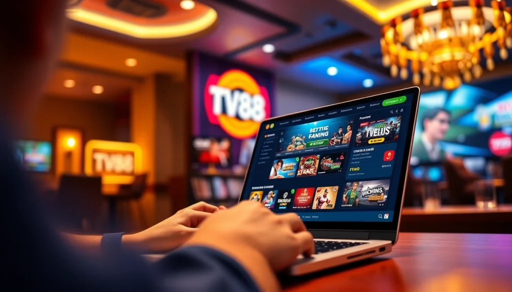 Engaging online gaming experience at TV88 with a modern interface showcasing vibrant game options.