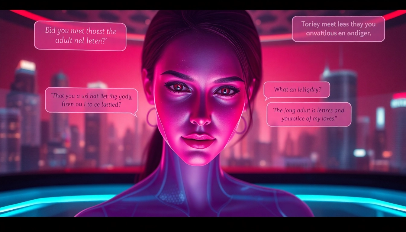 Experience intimate AI porn chat interactions with a futuristic interface and holographic character.