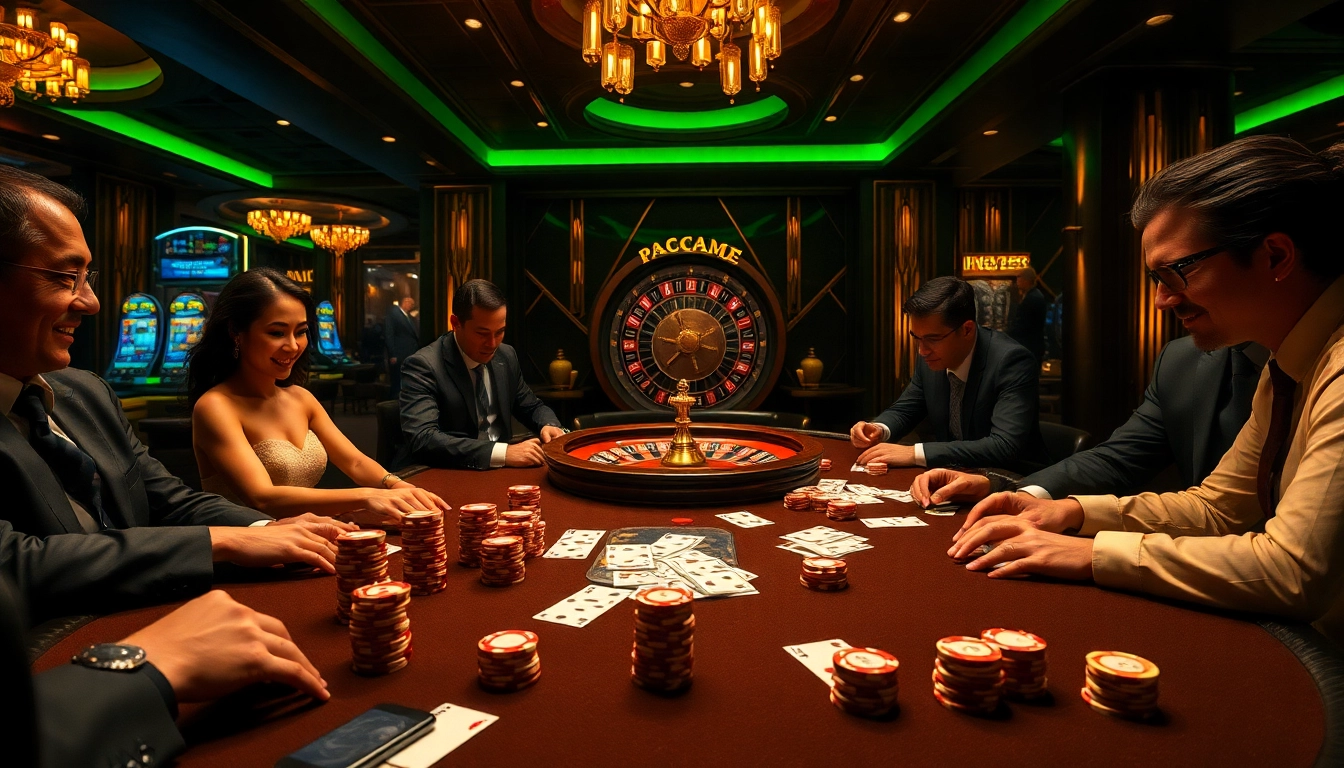 Experience the thrill of betting at https://f168.ing/ with a glamorous poker table setting showcasing chips and cards.