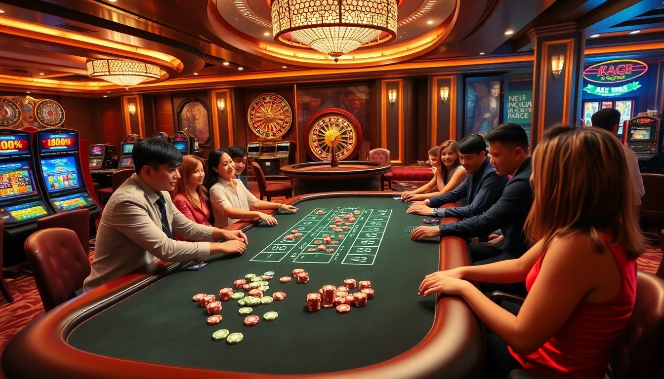 K88 gaming table with vibrant poker chips and a spinning roulette wheel in a luxurious casino environment.