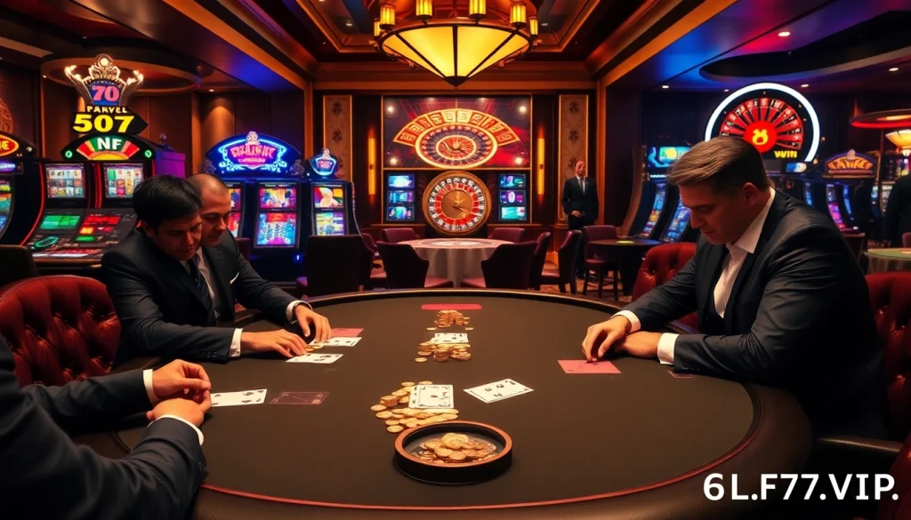 Exciting poker action at 6L777.VIP casino with players betting.
