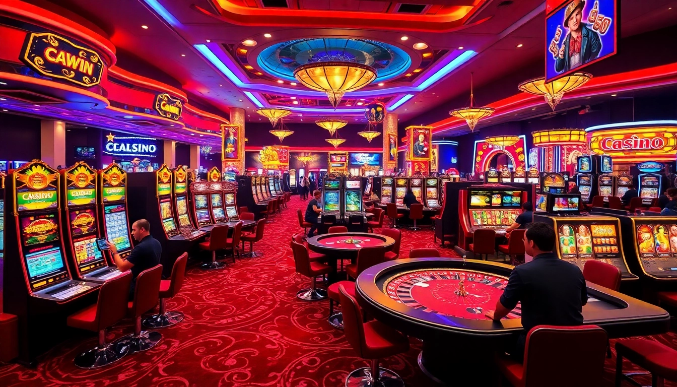 Victory at the casino with cwin chips and vibrant slot machines lighting up the atmosphere