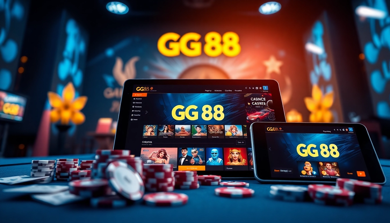 Experience exciting online gaming with GG 88's vibrant casino interface showcasing slots and sports betting.
