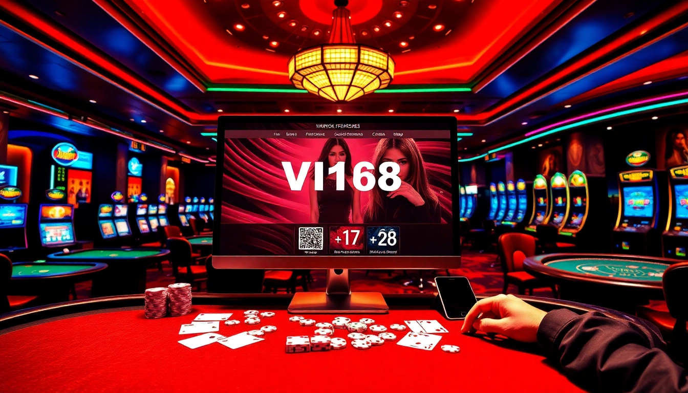Gambling enthusiasts enjoy the excitement of VN168 đăng nhập in a vibrant casino setting.