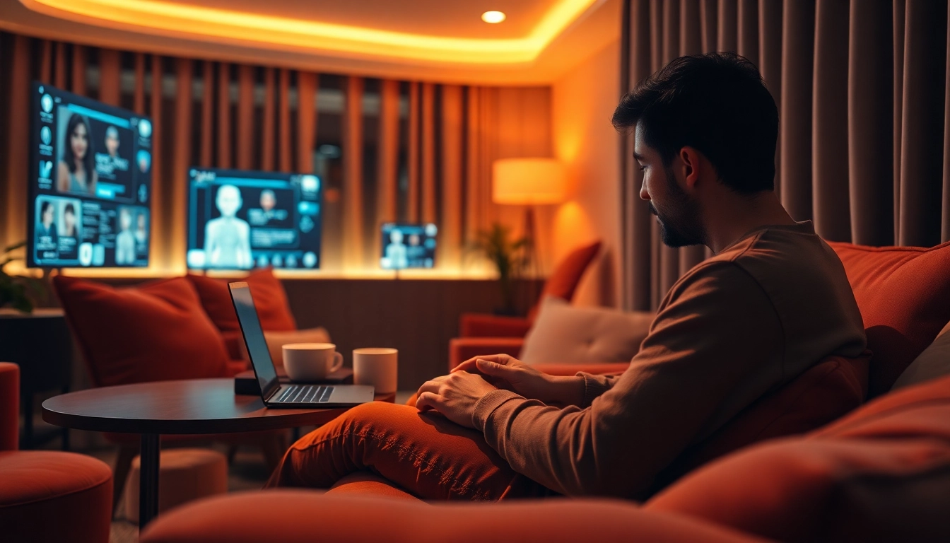 Engaging in sex AI chat in a cozy digital space with an AI chatbot.