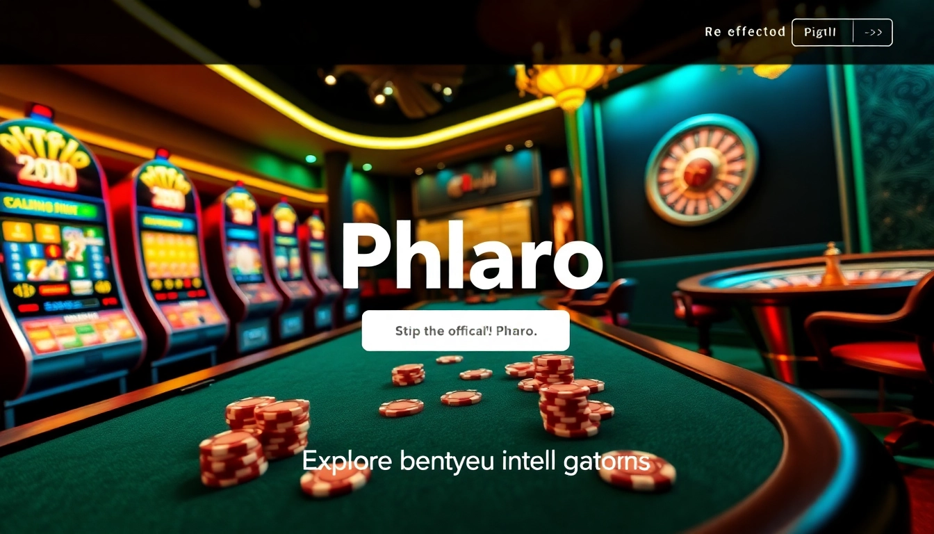 Explore the official Phlaro site showcasing a luxurious online casino ambiance with engaging betting tables and vibrant slot machines.