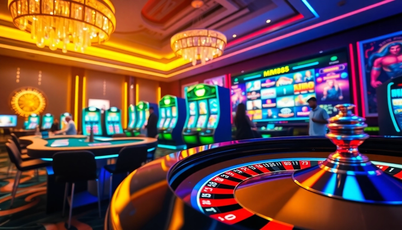 Experience MM88's exciting online gaming action with dynamic tables and slot machines.