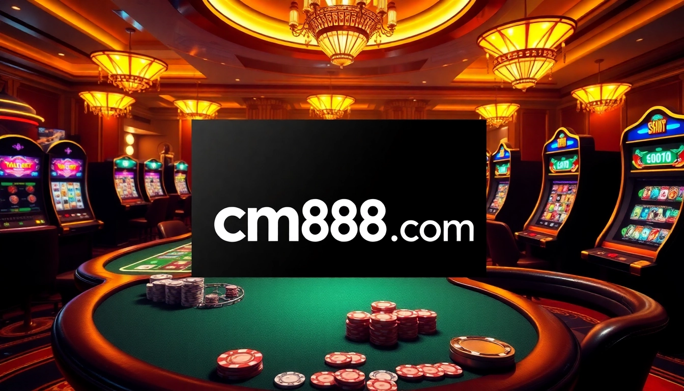 Experience thrill at cm88 com with a vibrant casino scene featuring dynamic gaming action and elegant design.
