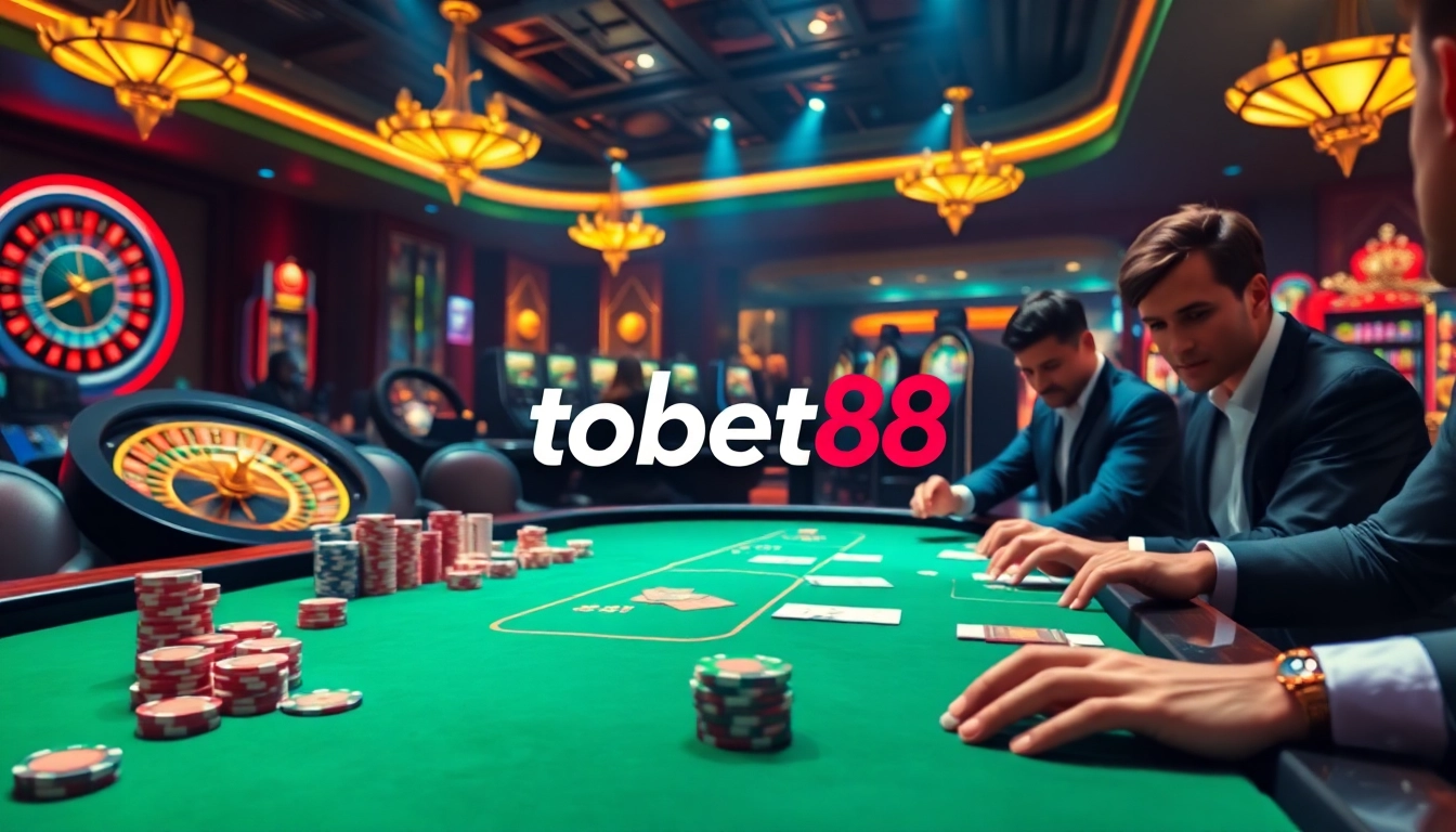 A dynamic poker game at nhà cái tobet88 showcasing excitement and luxury in gambling.
