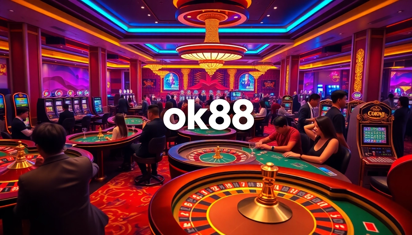 Engaging players experiencing excitement at ok88 casino games in a luxurious setting.