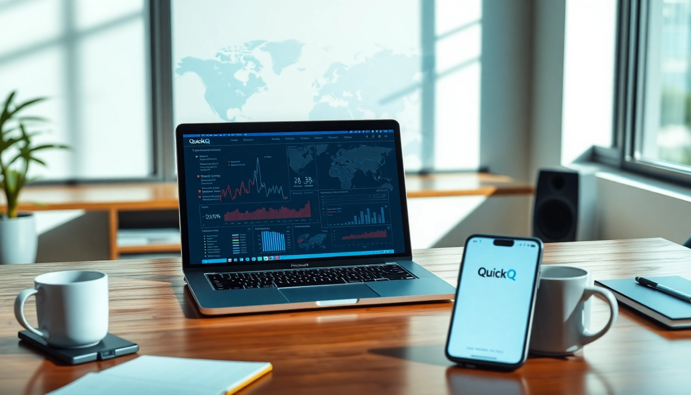 探索 QuickQ官网，配以展现全球网络互联的现代化工作空间。