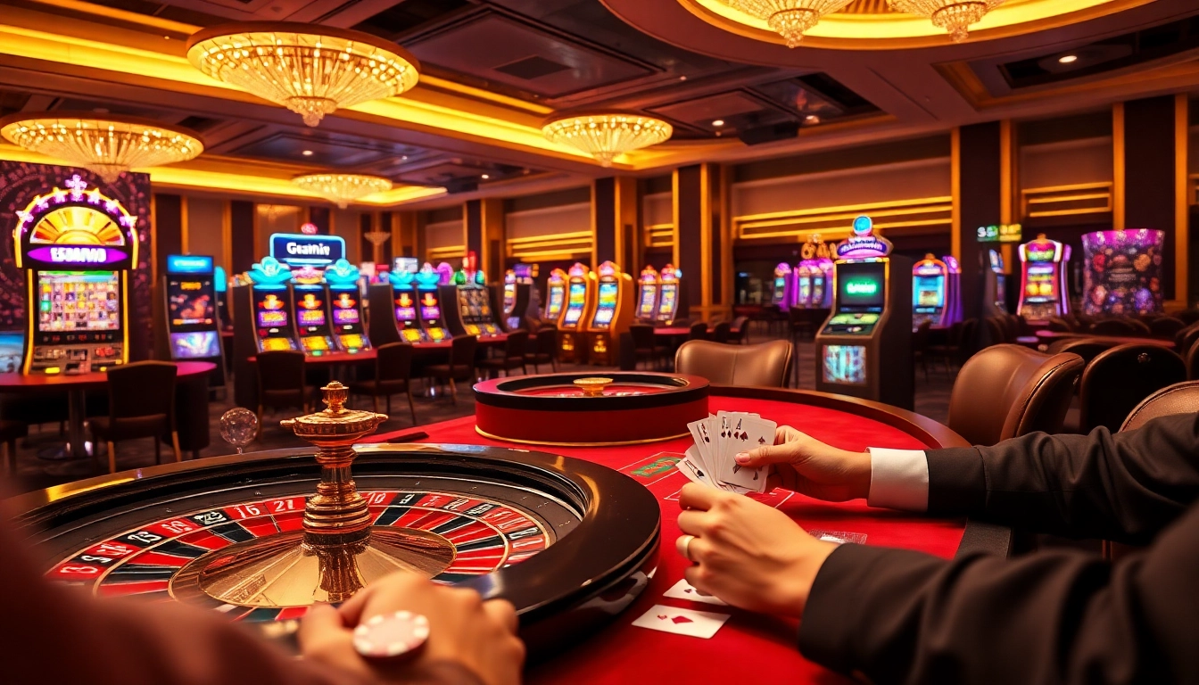 Players at the luxurious casino table enjoying high-stakes games at 555win, surrounded by vibrant energy.