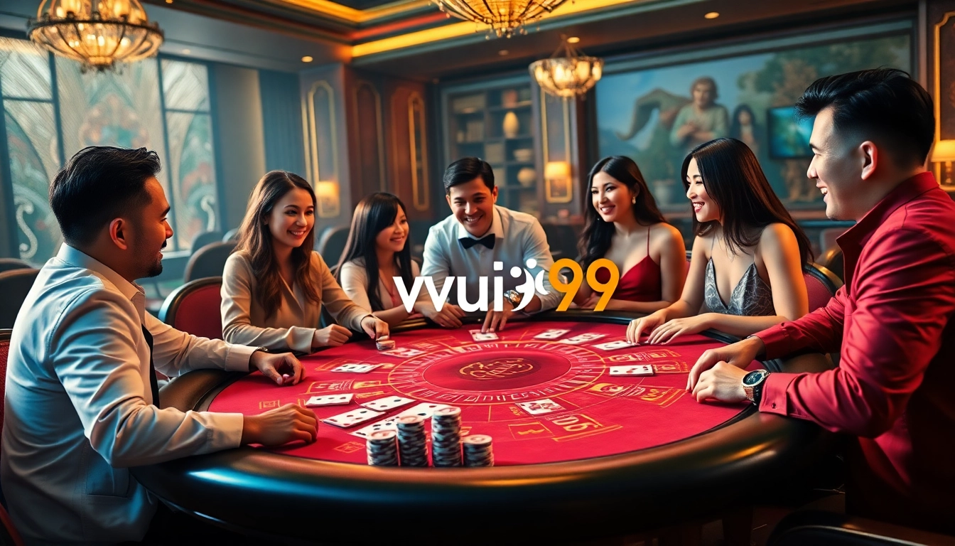 Experience the thrill of online gaming with nhà cái vua99 at a luxurious digital casino table.