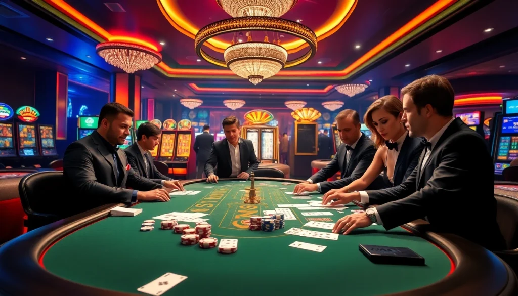 Experience thrilling gaming at https://kjc.football/ with vibrant casino tables and engaged players.