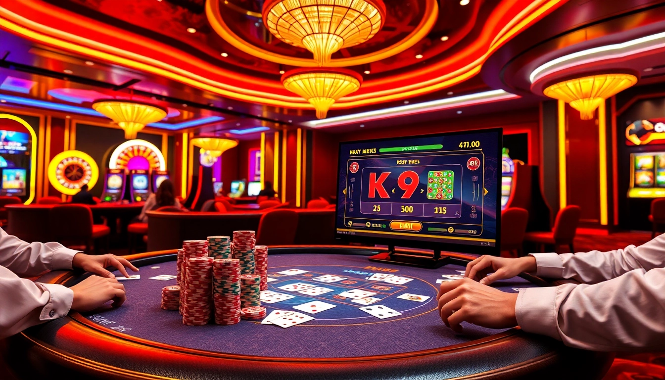 K9K9 game displayed on a luxurious casino table with players immersed in strategic gameplay.