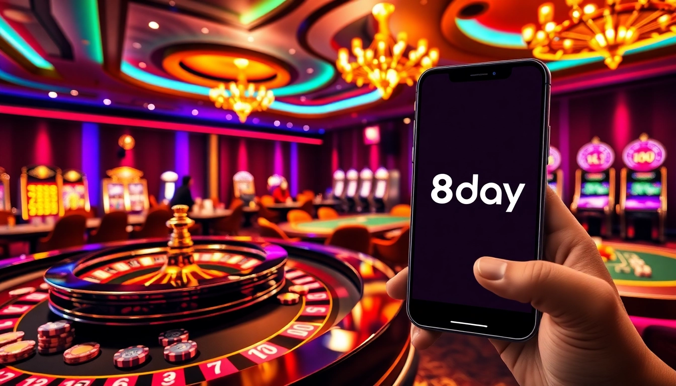 Win big at 8day casino featuring roulette, poker, and slot machines in a luxurious setting.