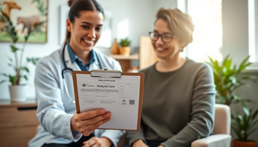 Obtaining a medical marijuana card online with a healthcare provider's guidance.