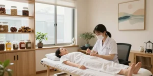 수원교통사고한의원 acupuncture treatment room with licensed practitioner and soothing decor