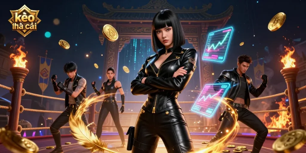 Enhance your betting experience with kèo nhà cái featuring crypto elements and vibrant casino visuals.