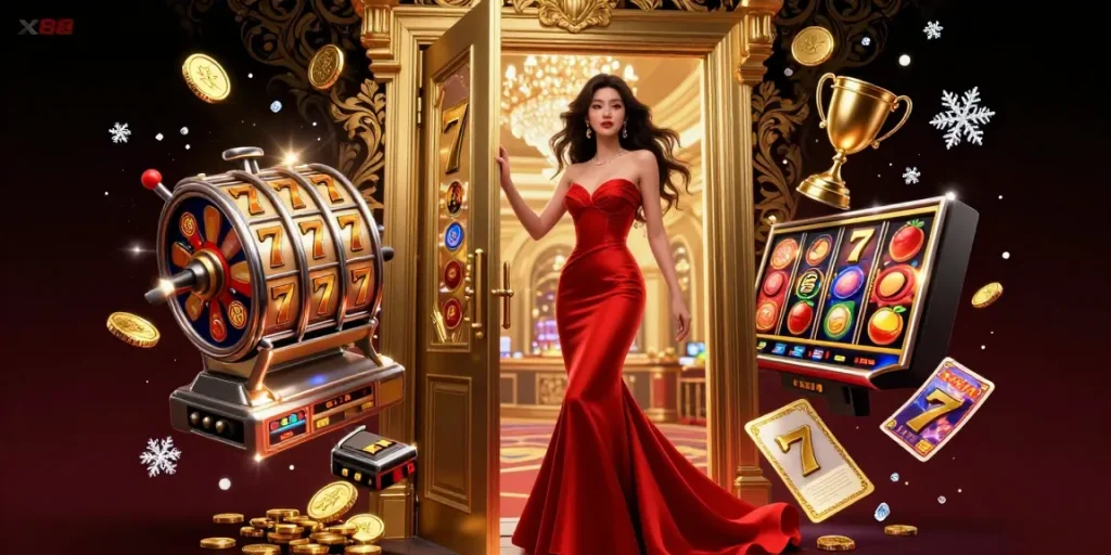 x88 invites players to revel in a luxurious casino atmosphere filled with vibrant slot machines and sparkly jackpots.