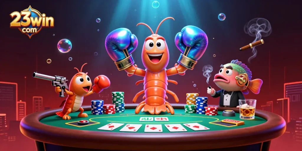 Experience the thrill of 23win com with dynamic poker action and colorful characters in an exciting casino scene.